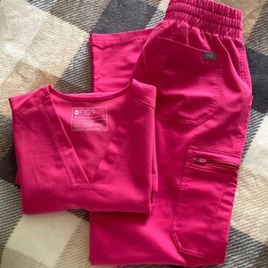 Figs shocking pink scrubs set